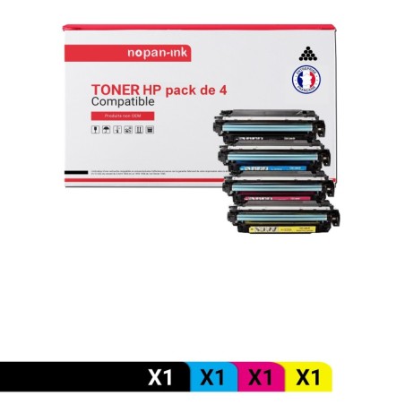 HP-CE250X 504X + CE251A 504A + CE253A 504A + CE252A 504A-Noir + Cyan + Magenta + Jaune-PK4