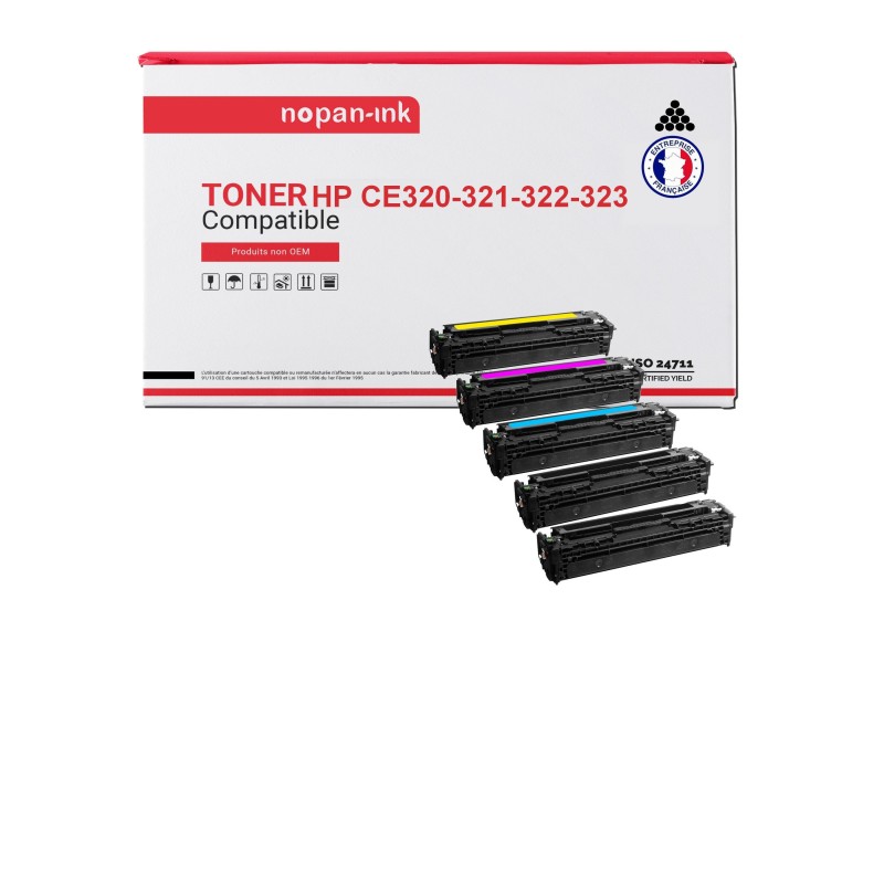 HP-CE320A 128A (x2) + CE321A 128A + CE323A 128A + CE322A 128A-Noir x2 + Cyan + Magenta + Jaune-PK5