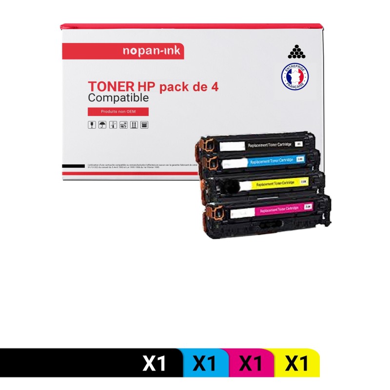 HP-CE410X + CE411A + CE413A + CE412A-Noir + Cyan + Magenta + Jaune-PK4