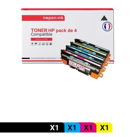 HP-Q2670A 308A + Q2671A 309A + Q2673A 309A + Q2672A 309A-Noir + Cyan + Magenta + Jaune-PK4