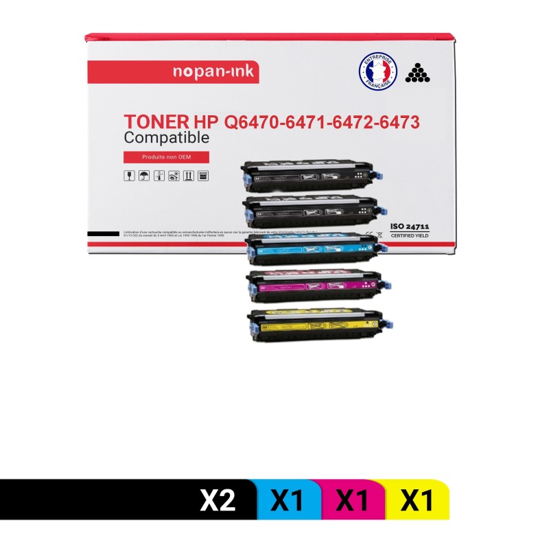 HP-Q6470A (x2) + Q6471A + Q6473A + Q6472A-Noir x2 + Cyan + Magenta + Jaune-PK5