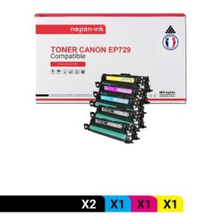 CANON-EP729 (E310) (x2) + EP729 (E311) + EP729 (E313) + EP729 (E312)-Noir x2 + Cyan + Magenta + Jaune-PK5