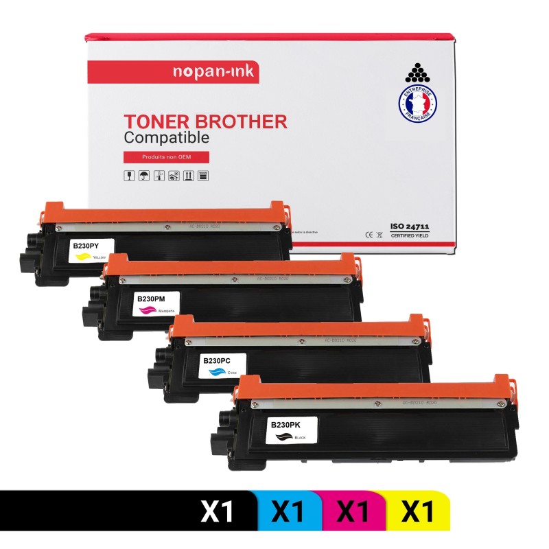 BROTHER-TN 230-Noir + Cyan + Magenta + Jaune-PK4