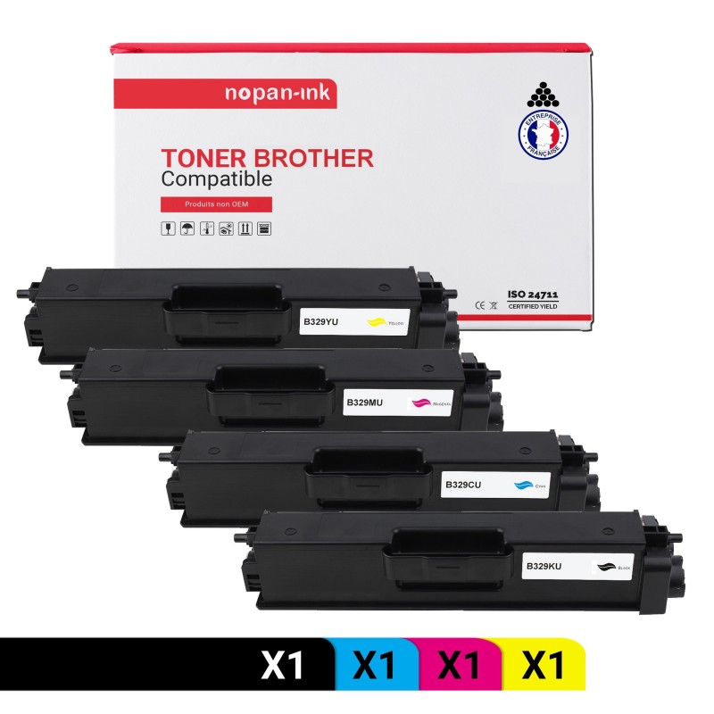 BROTHER-TN 329-Noir + Cyan + Magenta + Jaune-PK4