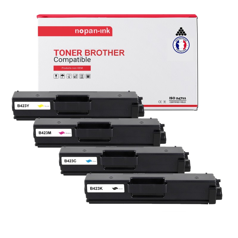 BROTHER-TN 423 + TN 423 + TN 423 + TN 423-Noir + Cyan + Magenta + Jaune-PK4