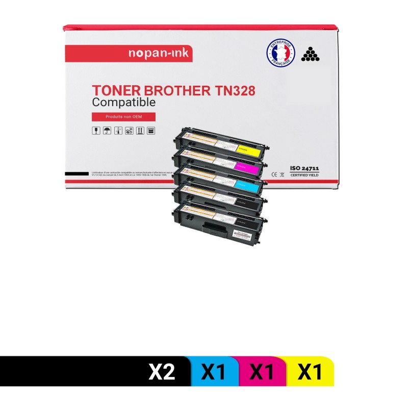 BROTHER-TN 328-Noir x2 + Cyan + Magenta + Jaune-PK5