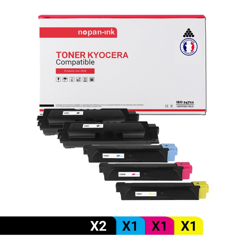 KYOCERA-TK580K-Noir x2 + Cyan + Magenta + Jaune-PK5