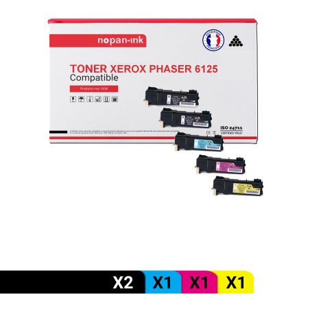 106R01334 (Noir 2 + Cyan + Magenta + Jaune) - 5 toners compatibles Pour XEROX