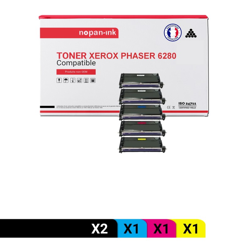 106R01395 106R1395 (Noir 2 + Cyan + Magenta + Jaune) - 5 toners compatibles Pour XEROX