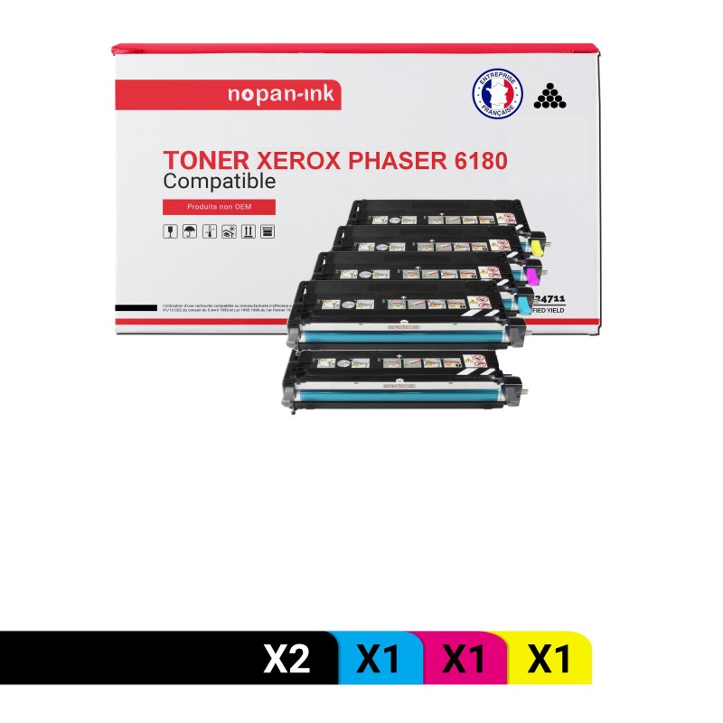 113R00726 113R726 (Noir 2 + Cyan + Magenta + Jaune) - 5 toners compatibles Pour XEROX