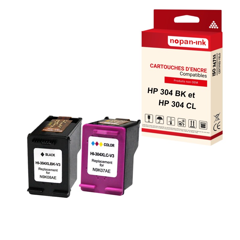 304XL  304XL Noir  Couleur - Cartouche d'encre compatible pour HP