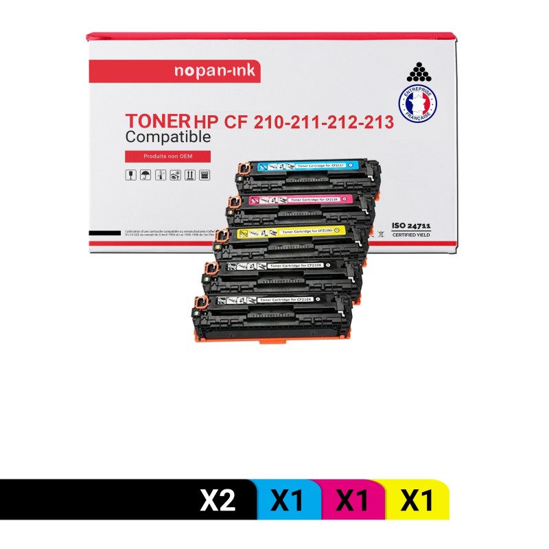5 Toners - CF210X CB540A CE320A 716K 731HK (2 (Noir 2 + Cyan + Magenta + Jaune) - Compatible Pour HP