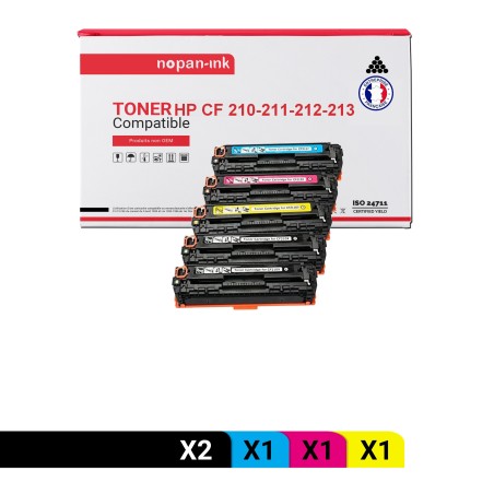 5 Toners - CF210X CB540A CE320A 716K 731HK (2 (Noir 2 + Cyan + Magenta + Jaune) - Compatible Pour HP