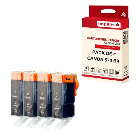NOPAN-INK - x4 Cartouches compatibles pour CANON 570 XL 570XL Noir