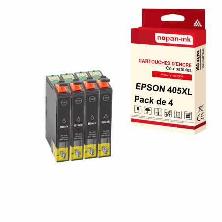 4 Cartouches compatibles pour EPSON 405 XL 405XL Noir x4 (Valise)
