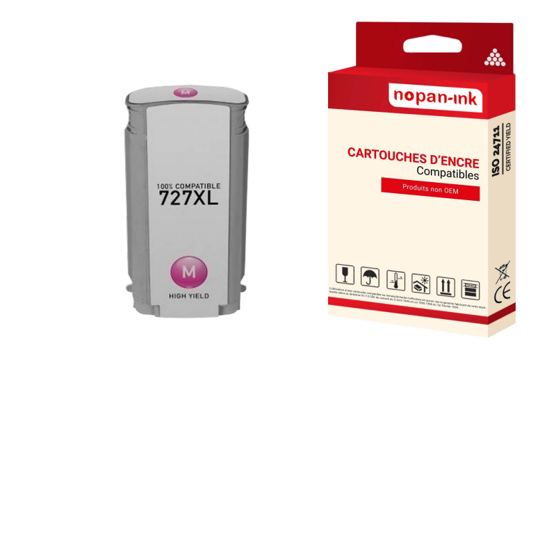 Cartouche pour HP 727 B3P20A F9J77A Compatible Magenta x 1 NOPAN-INK
