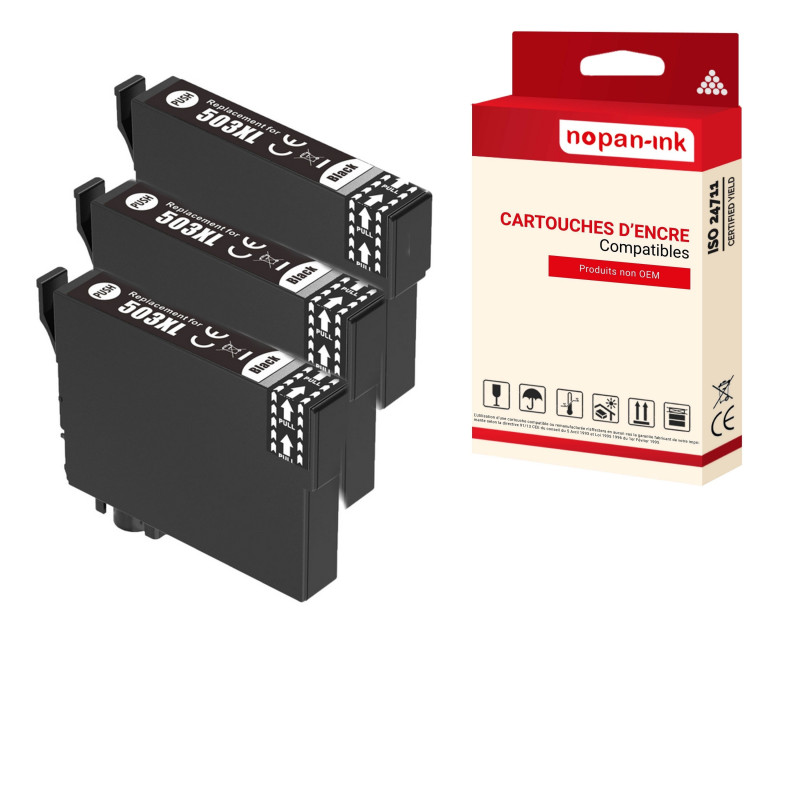 Cartouche pour EPSON 503XL Piments Compatible Noir x 3 C13T09Q14010 - NOPAN-INK