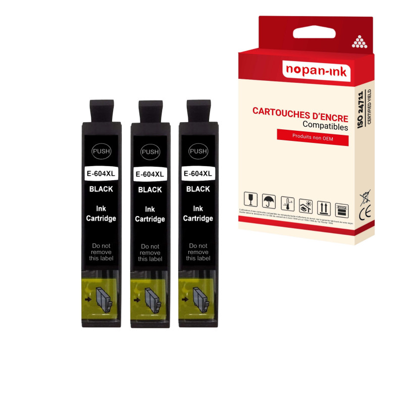 Cartouche pour EPSON 604XXL Ananas Compatible Noir x 3 C13T09Q14010 - NOPAN-INK