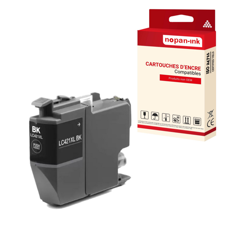 BROTHER LC421XL Cartouche Compatible Noir x 1  - NOPAN-INK avec DCP J1050DW, DCP J1140DW, MFC J1010DW.