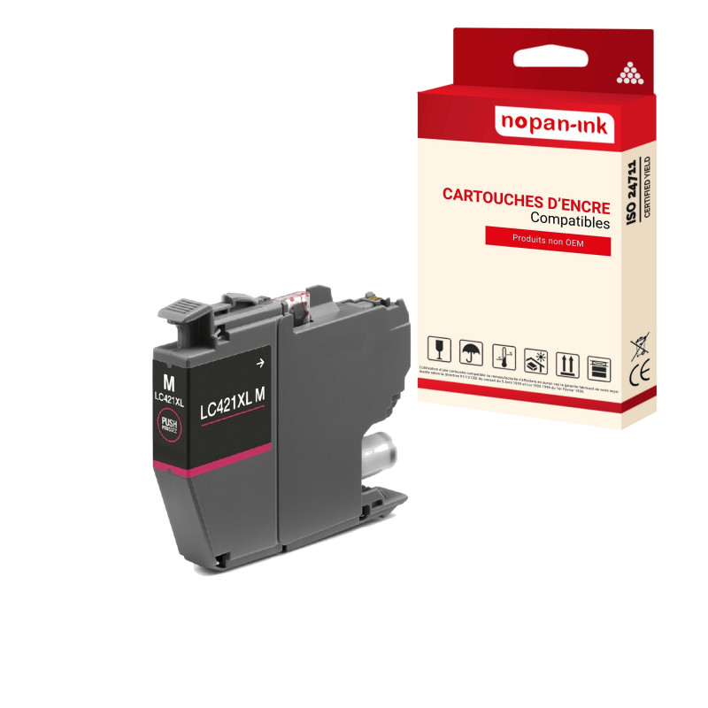 BROTHER LC421XL Cartouche Compatible Magenta x 1  - NOPAN-INK avec DCP J1050DW, DCP J1140DW, MFC J1010DW.