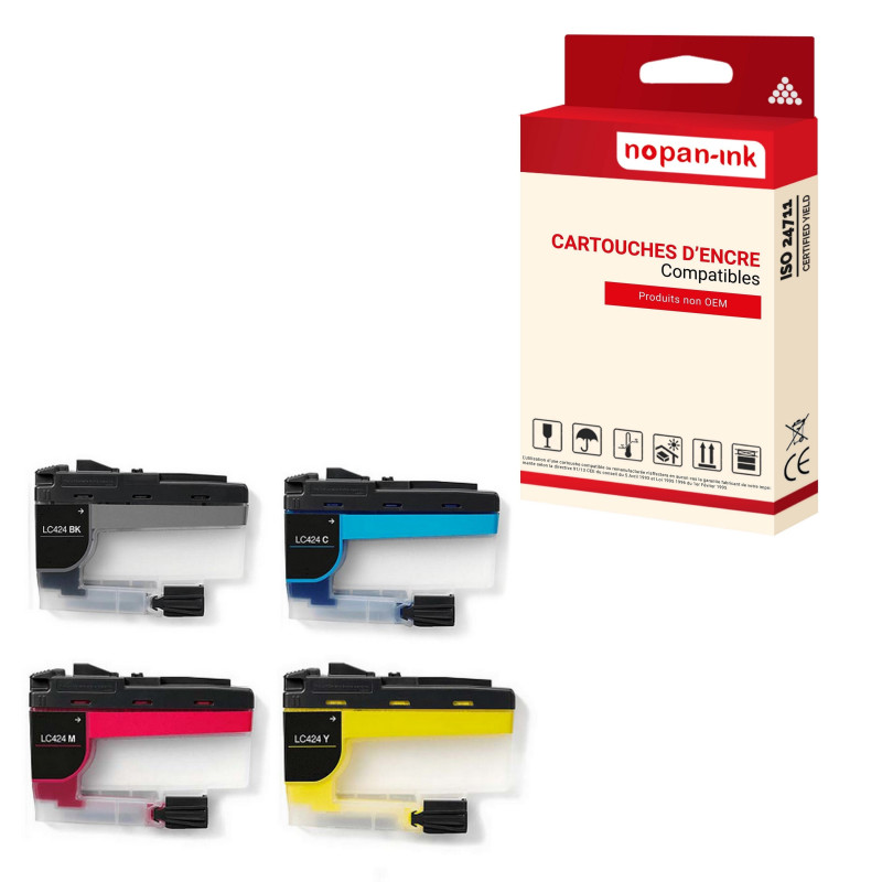 Cartouche BROTHER LC424XL Cartouche Compatible Multi-couleurs x 4  - NOPAN-INK avec DCP J1200W.