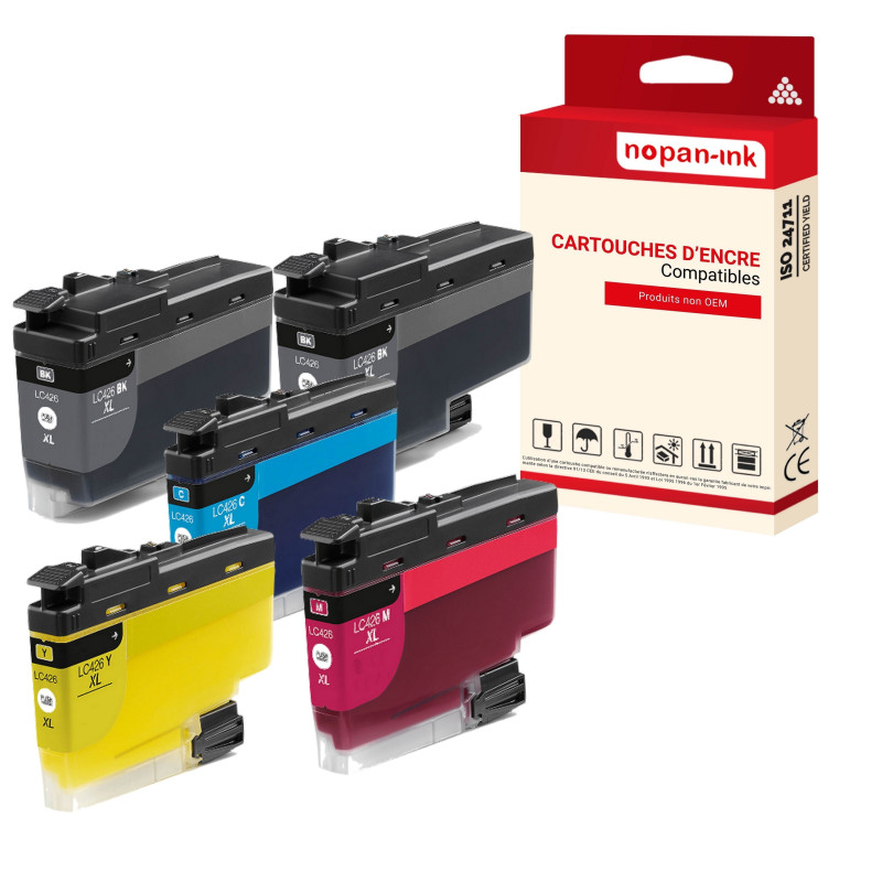 BROTHER LC426XL Cartouche Compatible Multi-couleurs  x 5  avec MFC J4335DW, MFC J4340DW, MFC J4540DW, MFC J4540DWXL.