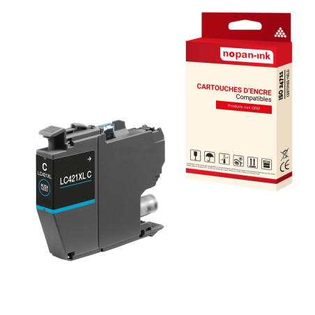 BROTHER LC421XL Cartouche Compatible Cyan x 1  - NOPAN-INK avec DCP J1050DW, DCP J1140DW, MFC J1010DW.