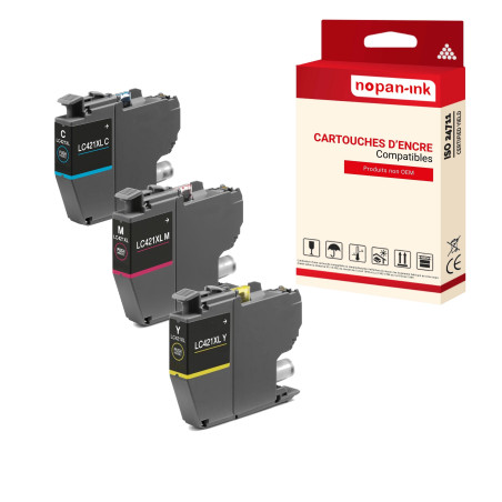 BROTHER LC421XL Cartouche Compatible Multi-couleurs x 3  - NOPAN-INK avec DCP J1050DW, DCP J1140DW, MFC J1010DW.