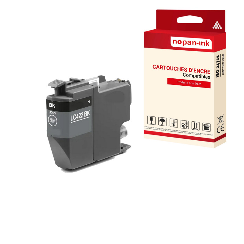 pour BROTHER LC422XL cartouche Compatible Noir x 1  avec MFC J5340DW, MFC J5345DW, MFC J5740DW, MFC J6540DW, MFC J6940DW.