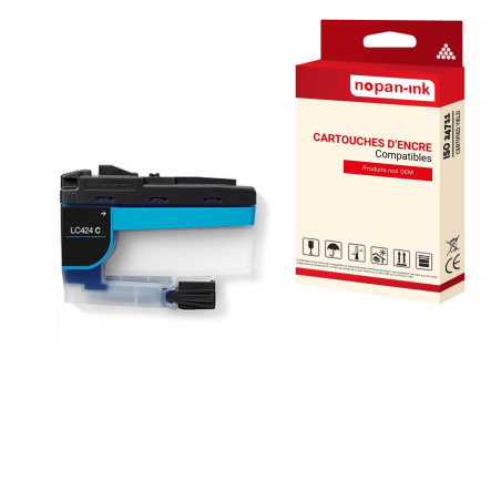 BROTHER LC424XL Cartouche Compatible Cyan x 1  - NOPAN-INK avec DCP J1200W.