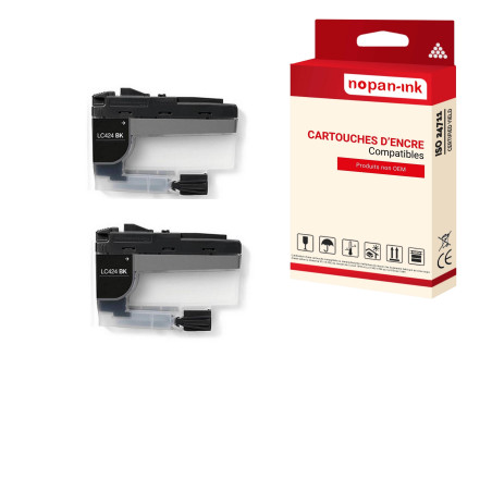 BROTHER LC424XL Cartouche Compatible Noir x 2  - NOPAN-INK avec DCP J1200W.