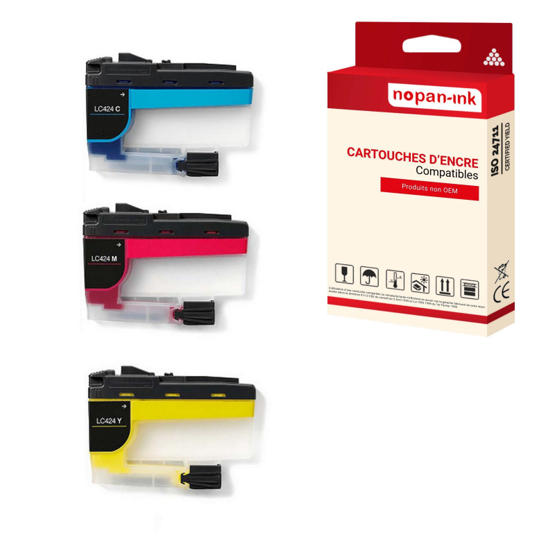 BROTHER LC424XL Cartouche Compatible Multi-couleurs x 3  - NOPAN-INK avec DCP J1200W.