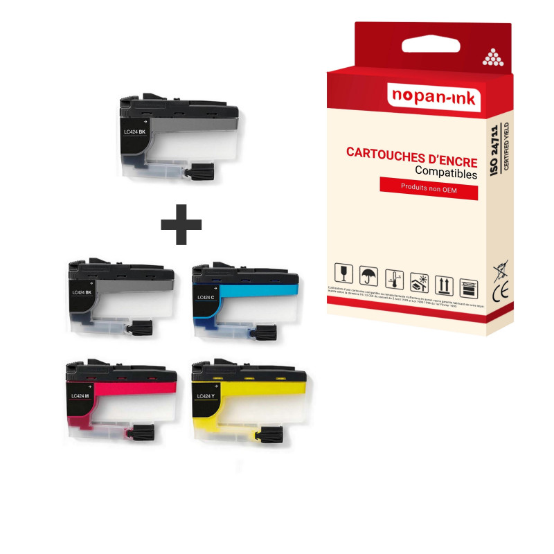 BROTHER LC424XL Cartouche Compatible Multi-couleurs  x 5  - NOPAN-INK avec DCP J1200W.