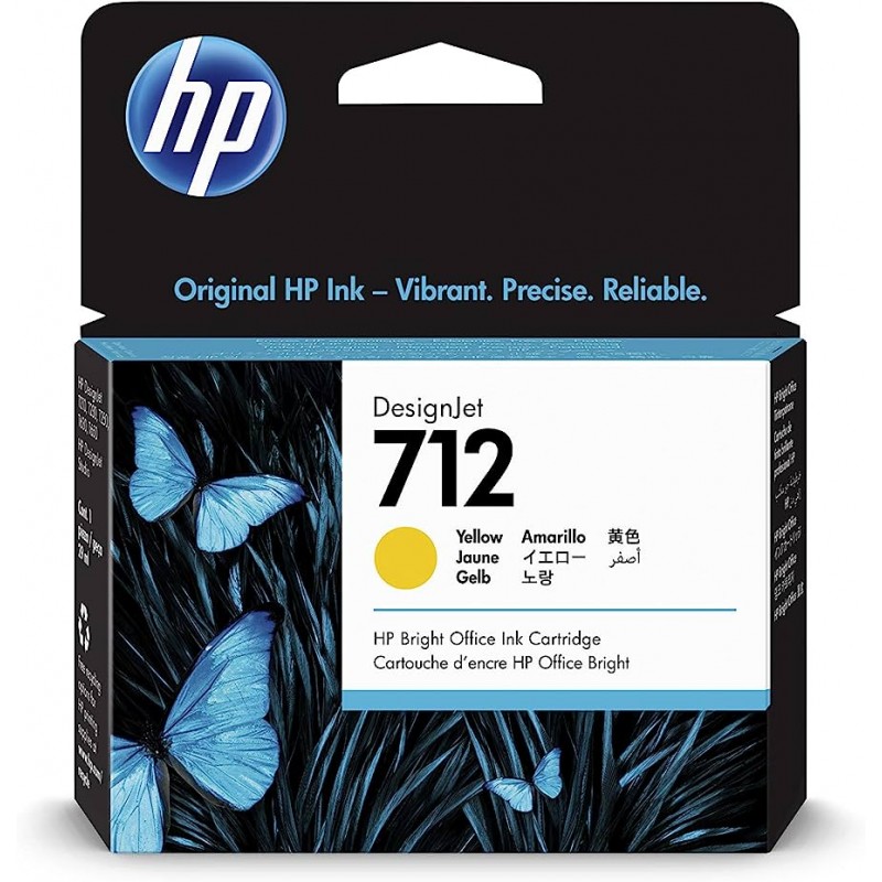 HP 712 YELLOW 3ED68A CARTOUCHE D'ENCRE ORIGINALE
