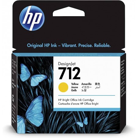 HP 712 YELLOW 3ED68A CARTOUCHE D'ENCRE ORIGINALE