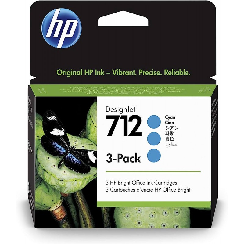 Pack de 3 HP 712 Cyan 3ED77A cartouche originale