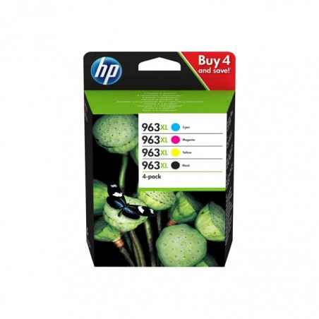 X 4 hp 963 xl 3YP35AE noir, cyan, magenta, yellow cartouche originale