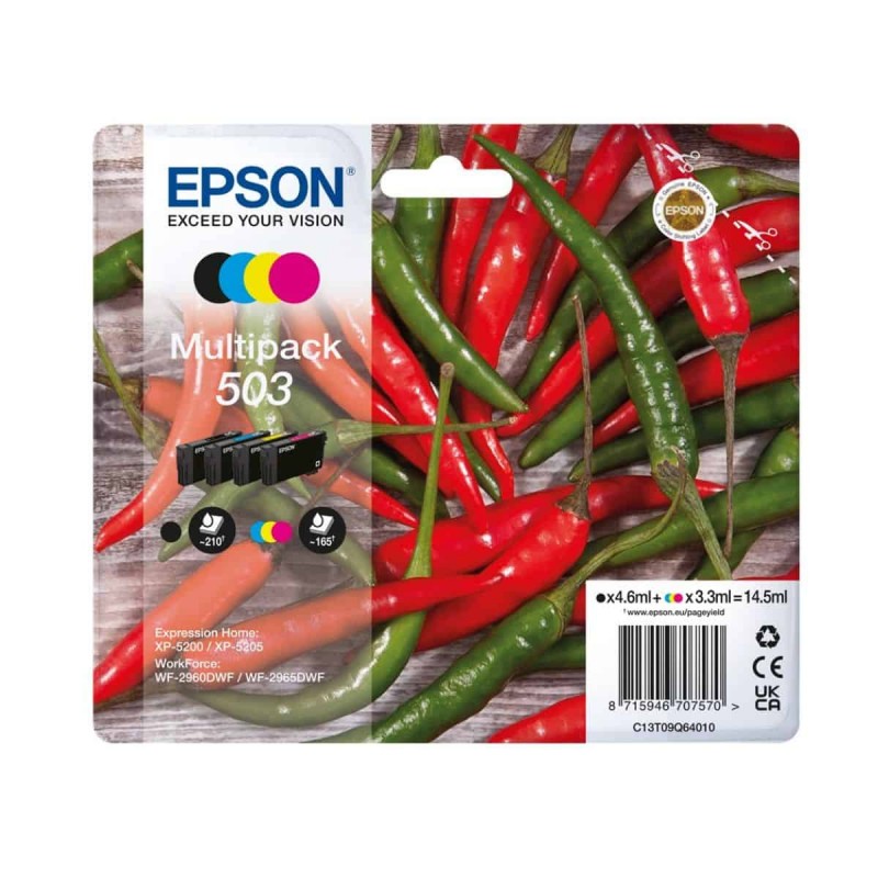 X 4 EPSON 503 C13T09Q64010 NOIR, CYAN, MAGENTA, YELLOW CARTOUCHE ORIGINALE
