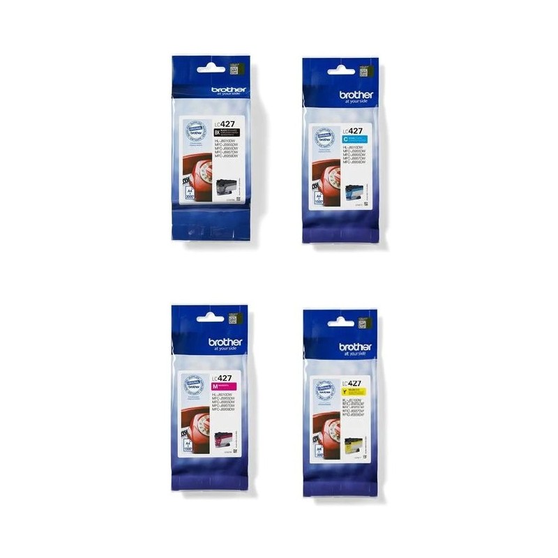 X 4 BROTHER LC 427 LC427VAL NOIR, CYAN, MAGENTA, YELLOW CARTOUCHE ORIGINALE