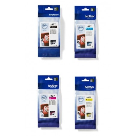 X 4 BROTHER LC 427 LC427VAL NOIR, CYAN, MAGENTA, YELLOW CARTOUCHE ORIGINALE