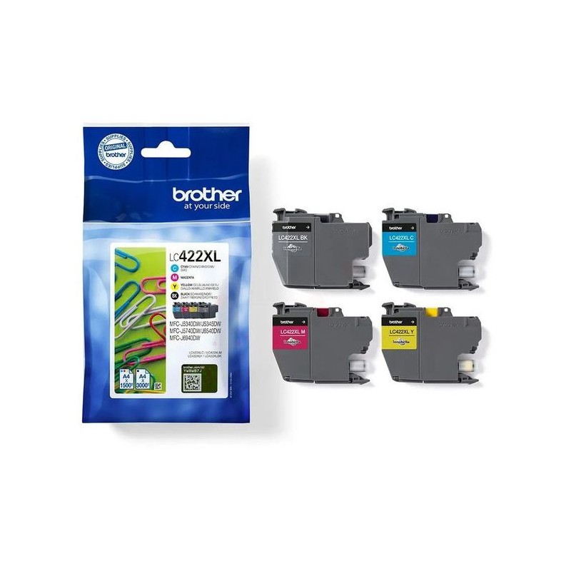 X 4 BROTHER LC 422 XL LC422XLVAL NOIR, CYAN, MAGENTA, YELLOW CARTOUCHE ORIGINALE