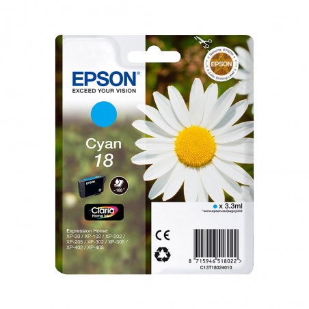EPSON T1802 (18) CYAN C13T18024012 CARTOUCHE ORIGINALE
