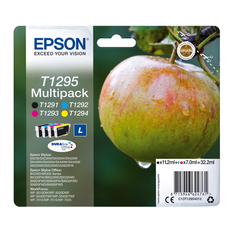 X 4 EPSON t1295 C13T12954012 NOIR, CYAN, MAGENTA, YELLOW CARTOUCHE ORIGINALE