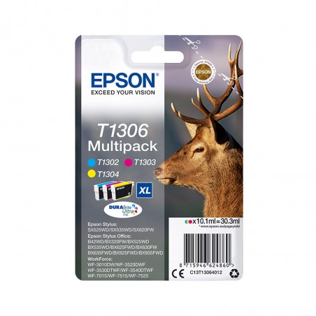 X 3 EPSON T1306 XL C13T13064012 CYAN, MAGENTA, YELLOW CARTOUCHE ORIGINALE