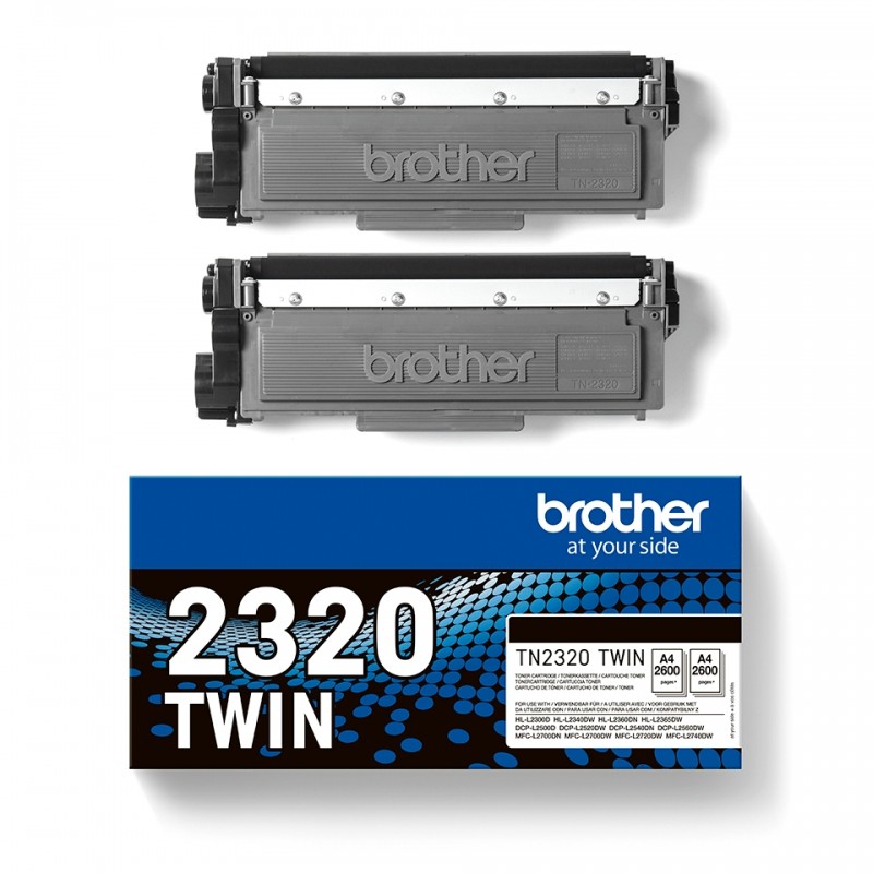 X 2 BROTHER TN2320TWIN NOIR - TONER ORIGINALE
