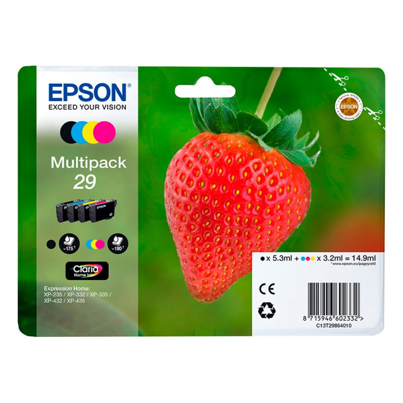 X 4 Epson T2986 (29) NOIR, CYAN, MAGENTA, YELLOW C13T29864012 - VARTOUCHE ORIGINALE