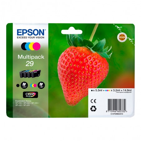 X 4 Epson T2986 (29) NOIR, CYAN, MAGENTA, YELLOW C13T29864012 - VARTOUCHE ORIGINALE