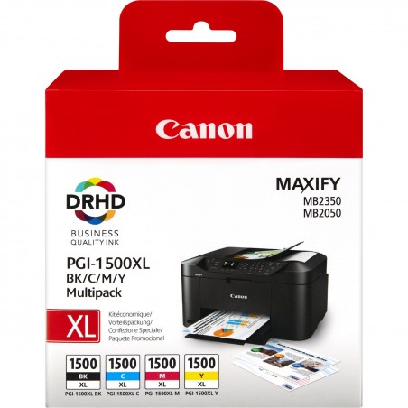 X 4 CANON PGI 1500 XL NOIR, CYAN, MAGENTA, YELLOW 9182B004 - CARTOUCHE ORIGINALE