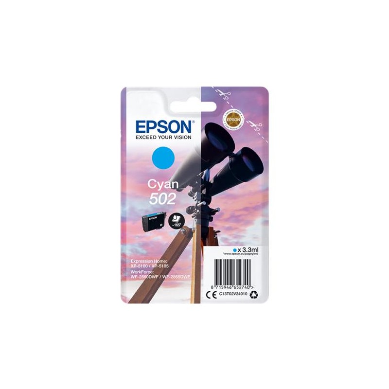 EPSON 502 CYAN C13T02V24010 - CARTOUCHE ORIGINALE