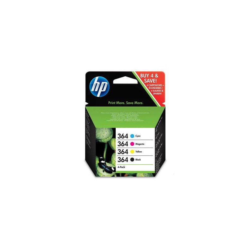 X 4 HP 364 XL NOIR, CYAN, MAGENTA, YELLOW N9J73AE - CARTOUCHE ORIGINALE